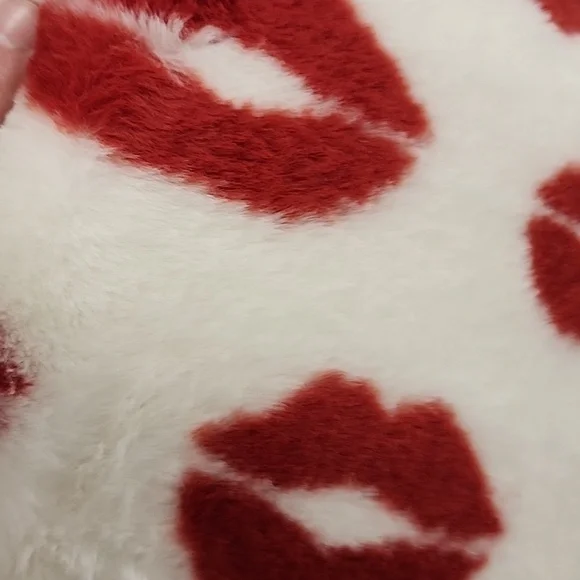 Cupcakes and Cashmere Valentine Plush Pillow Kiss Lips Heart Shaped set of 3